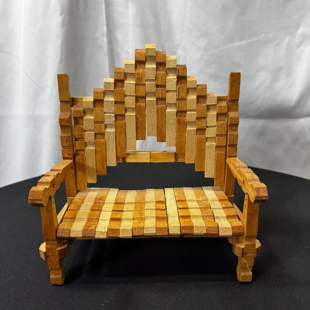 Handmade Doll Bench Made From Wooden‎ Clothes Pins, Unique Piece, 6.5